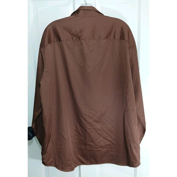 Men's FLEX Brown Long Sleeve Button Down Dress Shirt XL - Picture 3 of 13